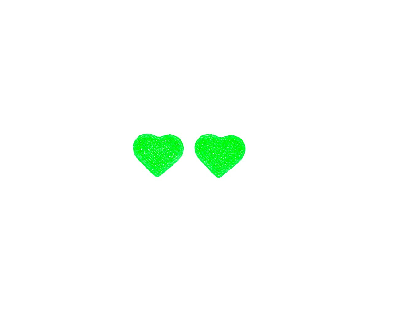 Glow In The Dark Heart Stud Earrings = Many Colours Available