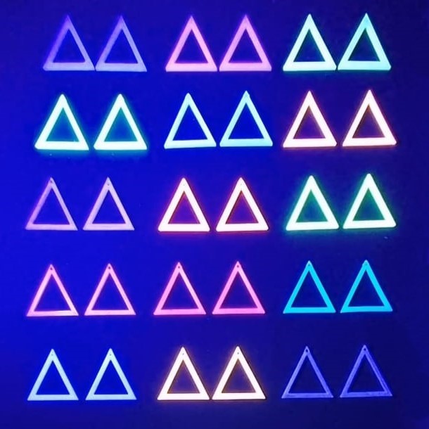 Triangle Hoop Earrings under UV Light (15 Colour Combinations)