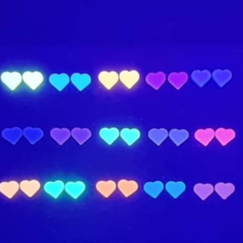 Glow In The Dark Heart Stud Earrings = Many Colours Available