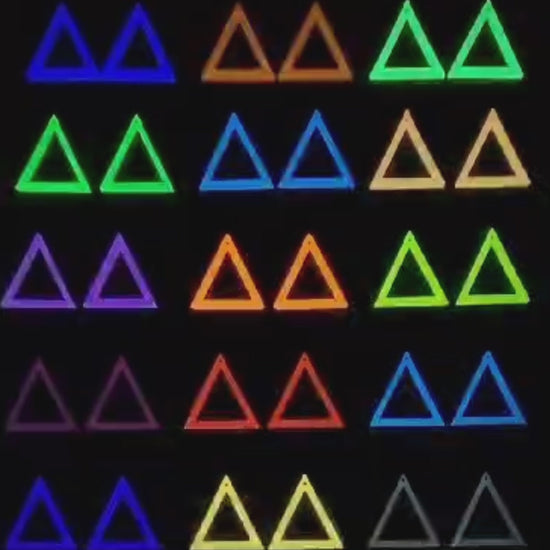 Video Of Triangle Hoop Earrings In Dark - Light and Under UV Light (15 Colour Combinations)